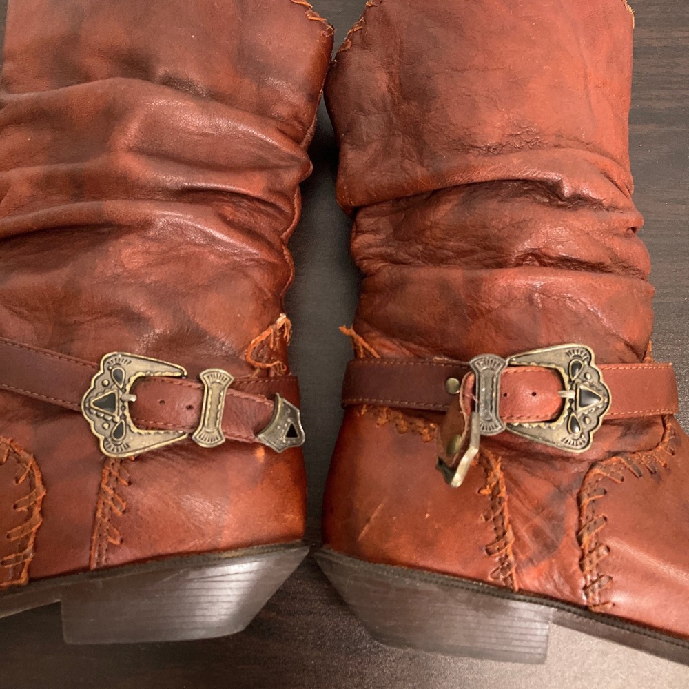 Zodiac Ketch Boots Womens 7.5M Brown Leather Toe Rand Western Harness VTG - Picture 6 of 11